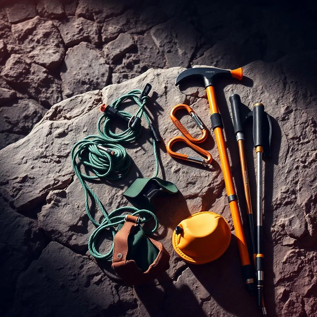 Climber roped up on a granite face