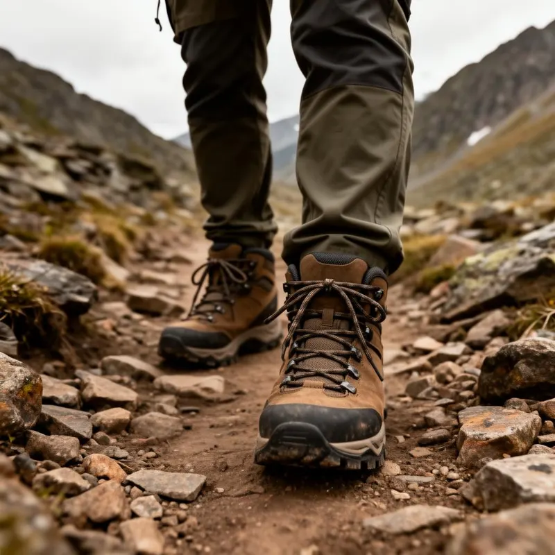 Hiker overlooking a forested mountain range